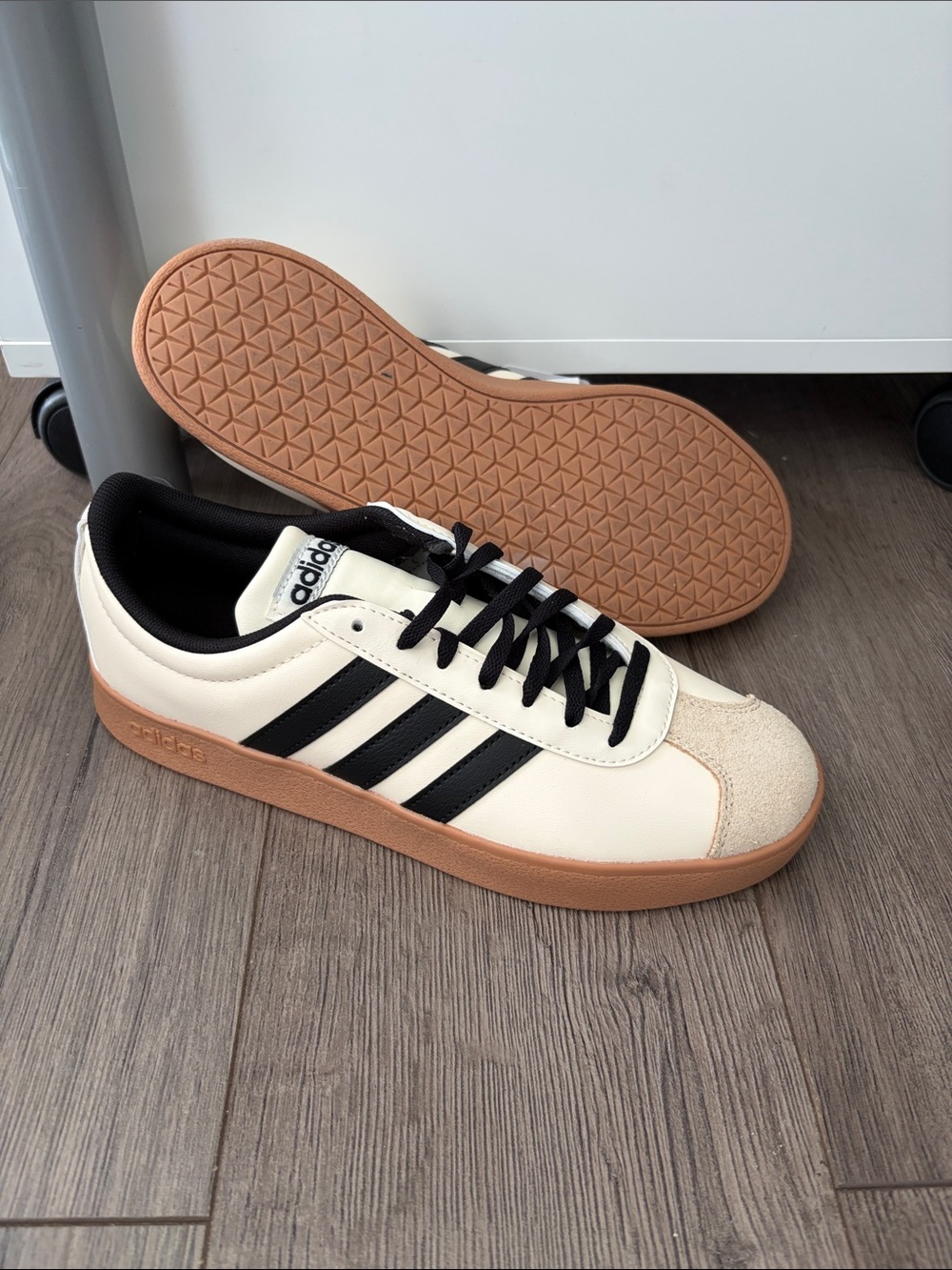 NWT Adidas Cream & Black Gum Sole Sneakers. Women’s size 7